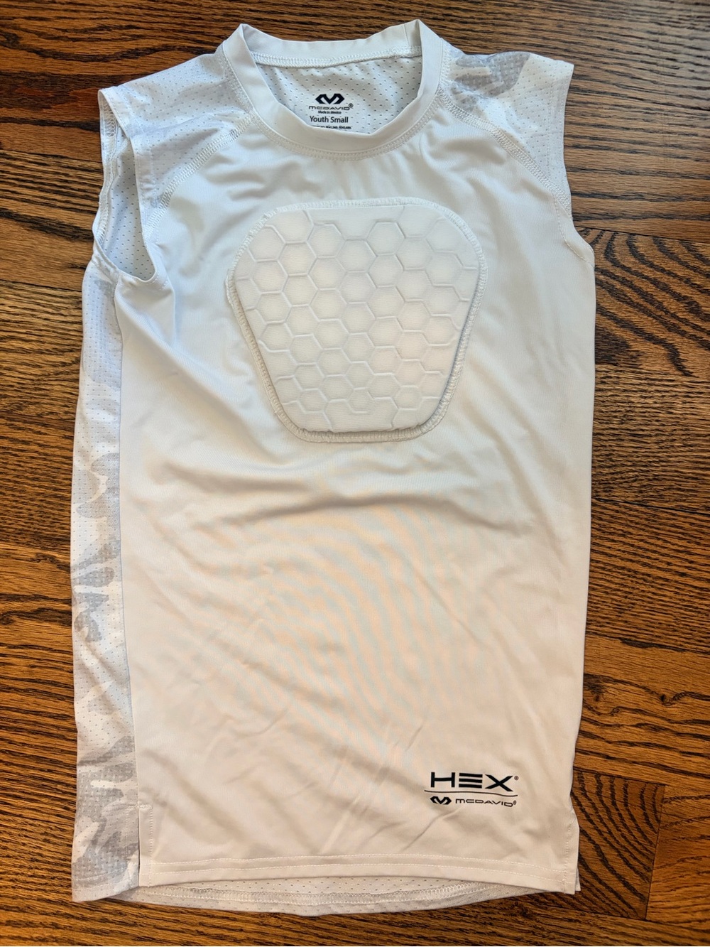 McDavid HEX Youth Sleeveless Padded heart guard Shirt in White and camo